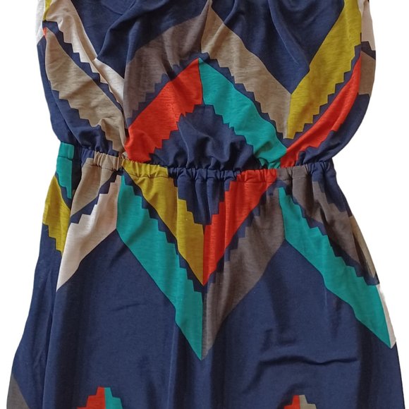 Graphic Color Block Strapless Maxi Dress Size L - Picture 5 of 6
